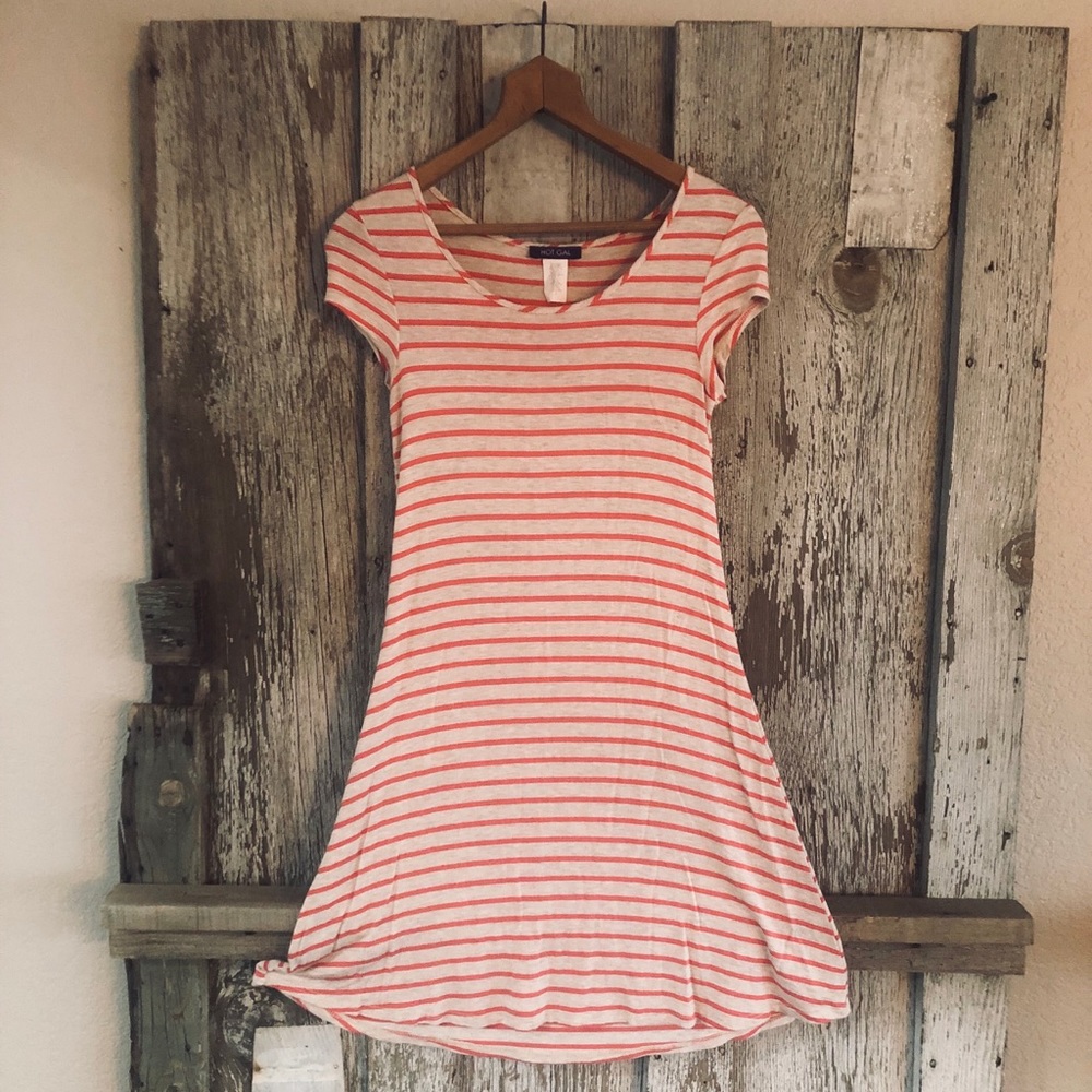 Pink Striped Casual Dress